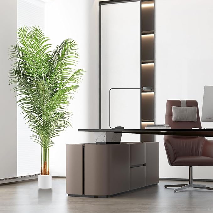 Artificial Palm Tree 7.2Ft Tall Large Fake Plant Indoor Decorative Faux Silk Green Potted Plants for Office Living Room Outdoor Home Decor (2 Pack)