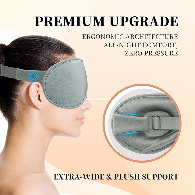 3D Sleep Mask for Men&Women, 2 Pack Contour Eye Masks for Sleep, Side Sleeping Mask for Men&Women, Blackout Eye Mask for Sleeping Eye Mask, Airplane Travel Essentials, Meditation Black & Silver-Gray