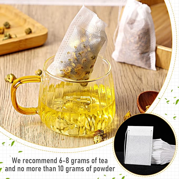 1000 Pcs Disposable Tea Bags Bulk for Loose Leaf Tea Drawstring Empty Coffee Sachets Filter Infuser Strainers for Coffee Spice Herbs(2 x 2.76 inches)