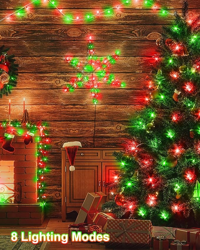 Red Green Christmas Lights Outdoor Total 710FT 1800 LED,Extra Long String Waterproof, Timer & Memory, 8 Modes Dimmable Plug in Fairy for Outside Tree Holiday Party Wedding Decor