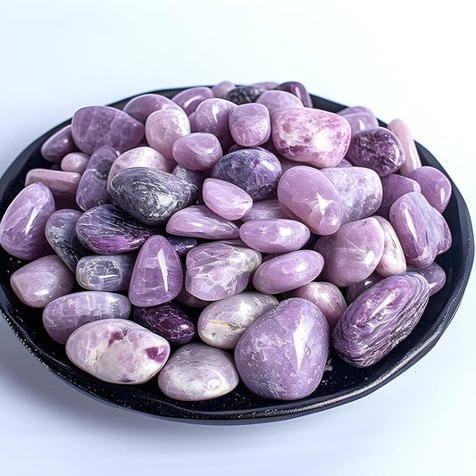 Polished Lepidolite Crystals Stone Set - 72 Pcs, 0.5" Handpicked Natural Tumbled Gemstones Rocks Agate Jasper, Pebbles for Reiki, Chakra, Healing Home Decor