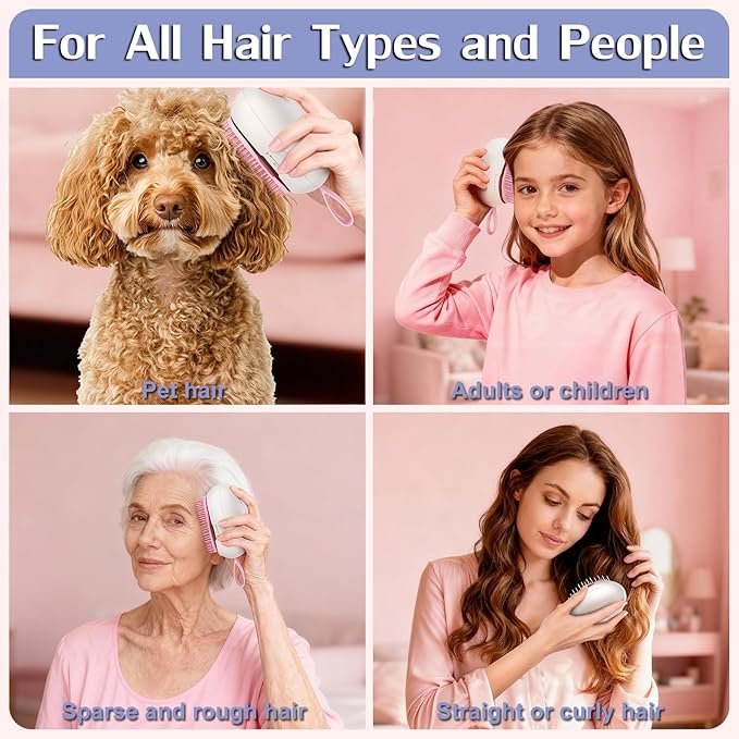 Scalp Massager Hair Growth - Electric Head Massager Brush - Unique Birthday Gifts for Women - Sonic Vibration Comb for Stimulating Follicles - Relax Scalp Stress for Mom - Pink