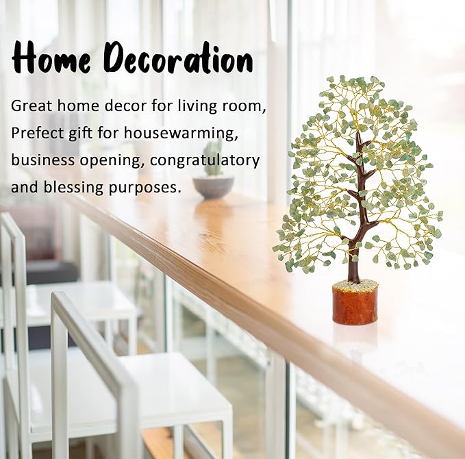 Green Jade Chakra Tree of Life Crystal Tree for Positive Energy, Feng Shui Home Decor - Handmade Gemstone Tree, Money Tree Bonsai - Green Healing Crystals, Wealth & Good Luck Stones Spiritual Gift