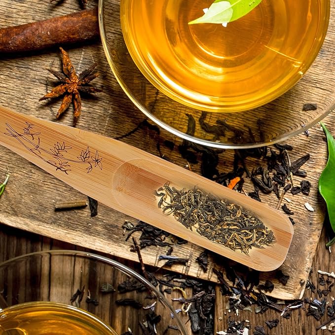 Yardwe Bamboo Wooden Tea Spoon, Compact Fishtail Shaped Scoop for Tea, Coffee, Sugar, Condiments, Ideal Teaware Accessory for Home, Office, Restaurant, 6.49 X 1.18 X 0.47 Inch
