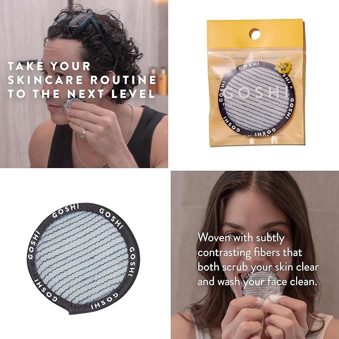 GOSHI Exfoliating Complexion Pads - Reusable, Rapid-Drying, Soft Exfoliating Face Scrubber for All Skin Types - Grey - Made in Japan