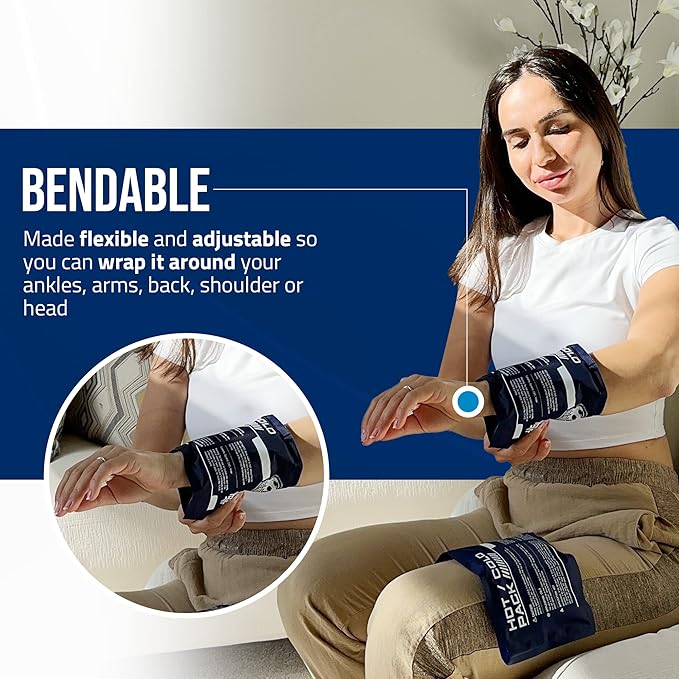 Flexible Ice Pack for Pain Relief - Reusable Gel Pack for Knee, Shoulder, Ankle, Back, and More - Bendable for Customized Comfort