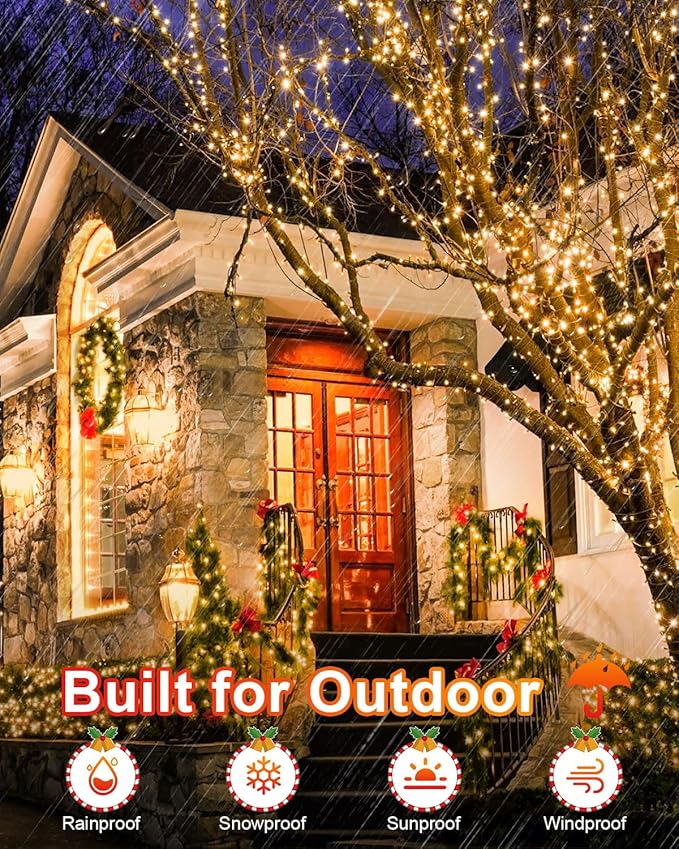 355FT 900LED Christmas Lights, Extra Long Outdoor String Lights Waterproof, Timer & Memory, 8 Modes Dimmable Plug in Fairy for Classroom Outside Tree Wedding Patry Warm White