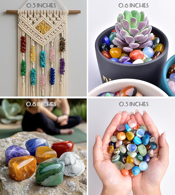 Polished Healing Crystal Stones Set – 36 Different Natural Gemstone Types, 2.5 lbs of 0.6" Tumbled Decorative Rocks Collection for Chakra, Meditation, Reiki, Energy Work, Crafts, Gifts