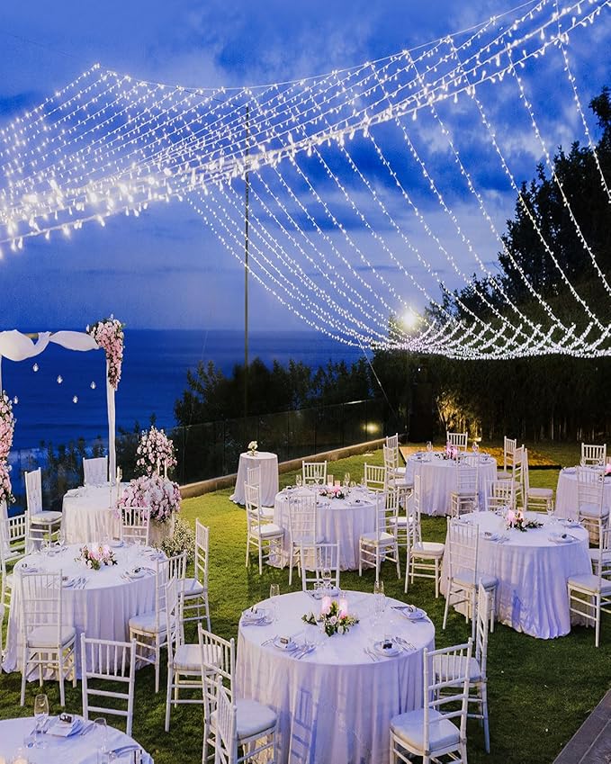 355FT 900 LED Christmas Lights, Extra Long Outdoor String Lights Waterproof, Timer & Memory, 8 Modes Dimmable Plug in Fairy Lights for Classroom Outside Tree Wedding Holiday Decorations, Cool White