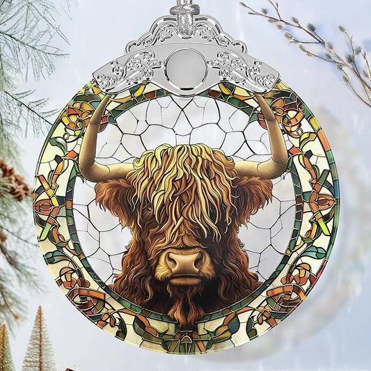 Cattle Stained Glass Orament - Christmas Ornament - Christmas Decorations for Tree - Holiday Present ldeas - Gift Exchange