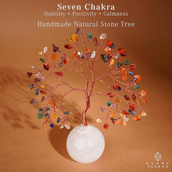 7 Chakra Crystal Tree of Life Gifts for Women, Handmade Home and Office Decor Bonsai Feng Shui Tree for Positive Energy, Good Luck, Money, Yoga, Meditation, Reiki Healing Stone, Birthday Gifts