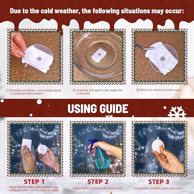 5Pack Christmas Window Lights Decorations with Timer,Battery Powered Christmas Hanging White Lighted Snowflake Shaped LED Sucker for Xmas Tree Fireplace Indoor Decor