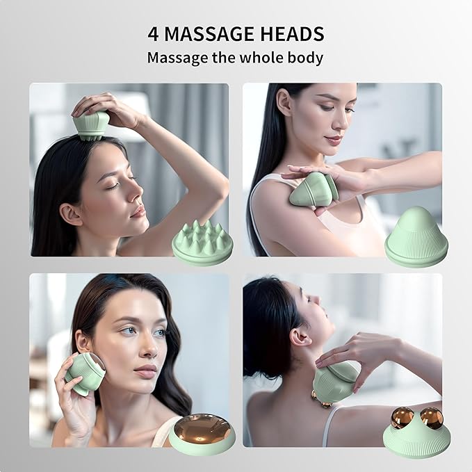 PROIRON Massage Ball with Suction Cup Pinpoint Deep Tissue Muscle Knot & Sore Relief, Vibration & Heating Trigger Point Massage Tool for Back Neck, Self-Massage Tool,4 Massage Heads