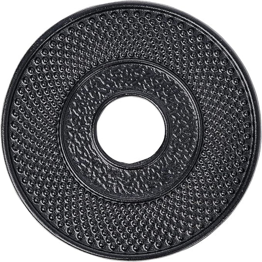 Sungmor Black Cast Iron Teapot Trivet - Heat-Resistant Japanese Tea Pot Stand, Textured Anti-Slip Base for Table and Counter Protection
