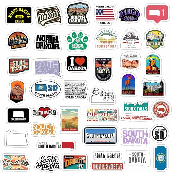 BulbaCraft Dakota Stickers for Water Bottle and Laptop - Dakota Party Favors & Decorations, Waterproof Vinyl Decals, State Pride and Icon Stickers, Gifts for Women & Men