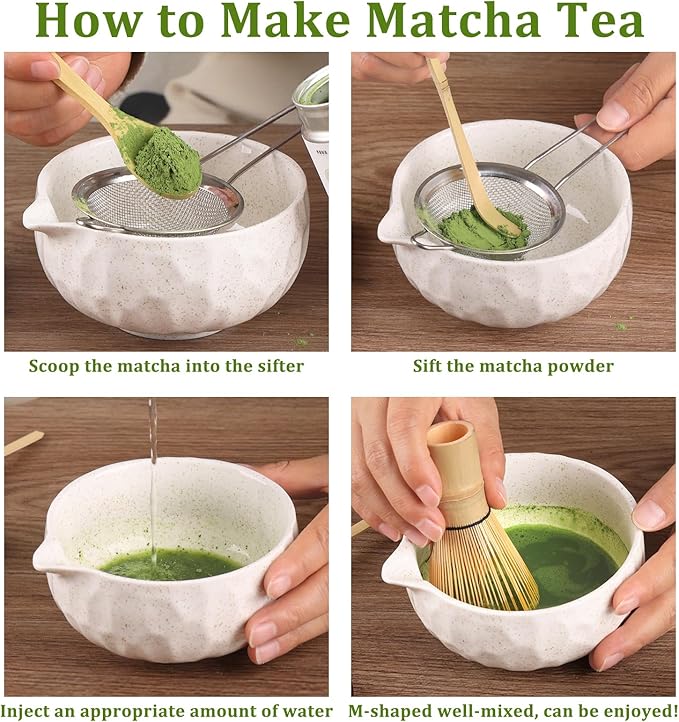 Matcha whisk Sets,Japanese Matcha Set,Matcha Bowl with Spout,Matcha Whisk and Holder,Bamboo Scoop,Sifter - 6 Pcs Tea Set for Matcha Lover,Tea Ceremony,Thanksgiving,Christmas gifts(Blue)