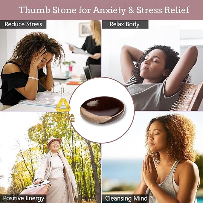 Narmada Shiva Lingam Worry Stones – Crystal Thumb Worry Stone for Anguish, Stress – Relaxing & Soothing Balance Stones for Meditation, Stress Relief – Healing Stones & Crystals for Men, Women