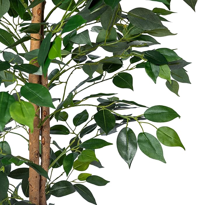 1Pack 5FT Artificial Ficus Tree with Realistic Leaves and Natural Trunk, Faux Ficus Tree with Sturdy Plastic Nursery Pot, Fake Ficus Tree for Office Home Farmhouse for Indoor Outdoor Decor