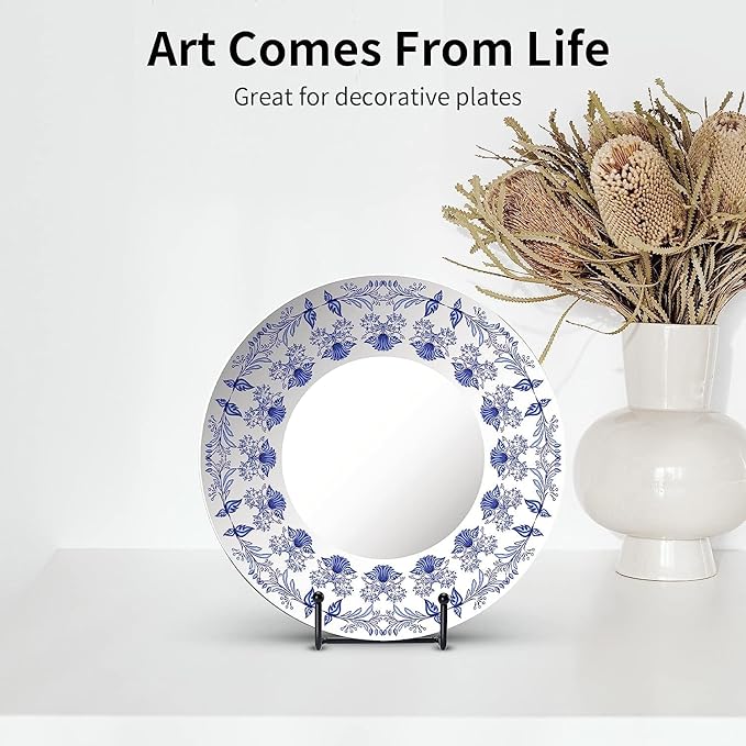 Kruodop 3 Pack 4 Inch Plate Stands for Display, Metal Frame Holder Stands for Book, Pictures, Photo Easel, Tabletop Art