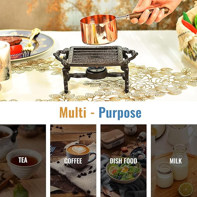 Sungmor Heavy Duty Cast Iron Teapot Dish Warmer Stable Holder for Tealight Stand | Tealight Warmer Decorative Stove for Villa Yard Balcony-Square