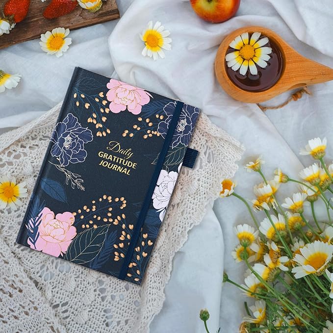 Gratitude Journal with 4 Inspirational Stickers: Undated Daily Gratitude Journal for Women and Men - More Happiness, Affirmation, and Mindfulness in A Few Minutes with Prompts & Quotes (Peony)