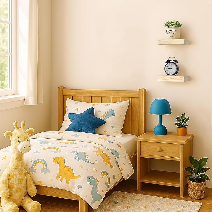 BGMG Small Wood Floating Shelves for Wall 8 inch Set of 2, Rustic Wooden Wall Mount Shelves for Bathroom Living Room Bedroom Kitchen Farmhouse-8x 6.7 x1.25 inch- DIY-Unfinished