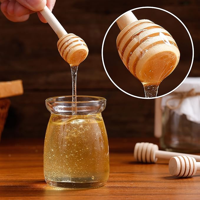 25 Pcs Honey Sticks Dipper, 3 inch Mini Wooden Honeycomb Stick, Small Honey Spoons Stirrer Stick for Honey Jar Dispense Drizzle Honey and Wedding Party Favors Gift
