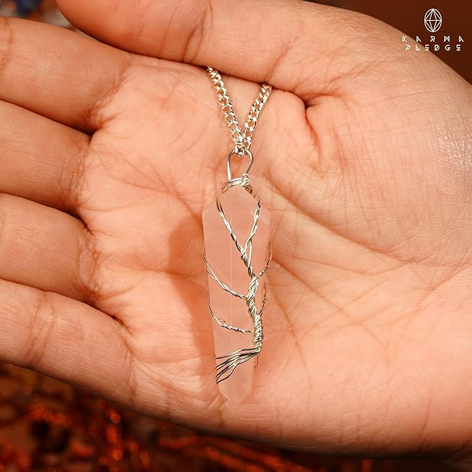 7 Chakra Healing Crystal Tree with Rose Quartz Crystal Necklaces Gifts for Women, Positive Energy, Wealth, Success, Meditation, Home & Office Decor, Spiritual Birthday Gifts for Mom and Loved one,