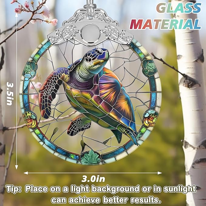 Charming Turtle Stained Glass Orament - Christmas Ornament - Christmas Decorations for Tree - Holiday Present ldeas - Gift Exchange