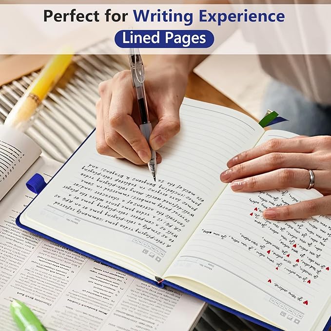 Lined Journal Notebook for Men & Women, 160 Pages College Ruled Journal for Writing, A5 Hardcover Leather Notebooks for Work, School, Business, Travel, Daily Diary 5.9" x 8.5" - Navy