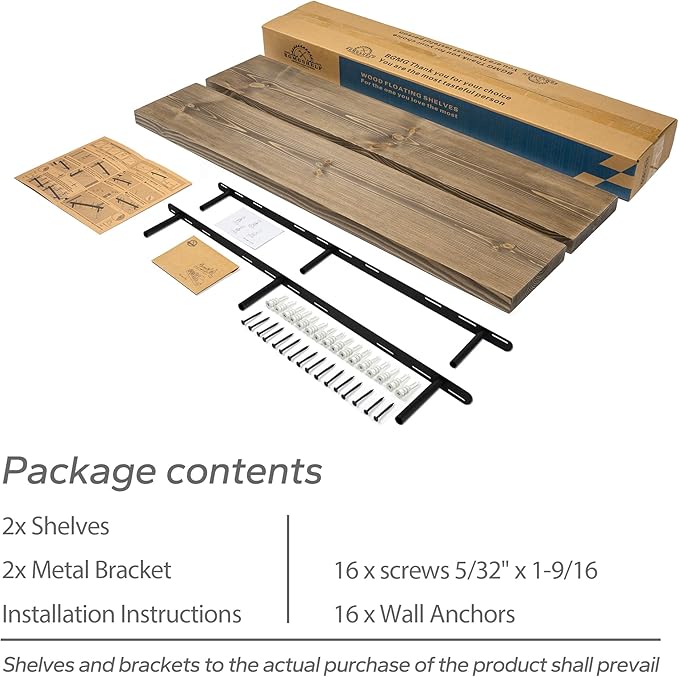 BGMG Floating Shelves for Wall 48 inch Long Set of 2,Wide Rustic Wooden Wall Shelves for Bathroom Living Room Bedroom Kitchen Farmhouse-48x6.7x1.25 inch- Dark Walnut