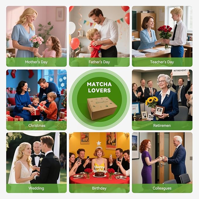 Matcha Whisk Set, Green Speckled Ceramic Matcha Bowl with Spout, Bamboo Whisk & Holder – 8-Piece Making Kit for Home, Yoga & Gifts – Matcha Lovers & Japanese Tea Culture