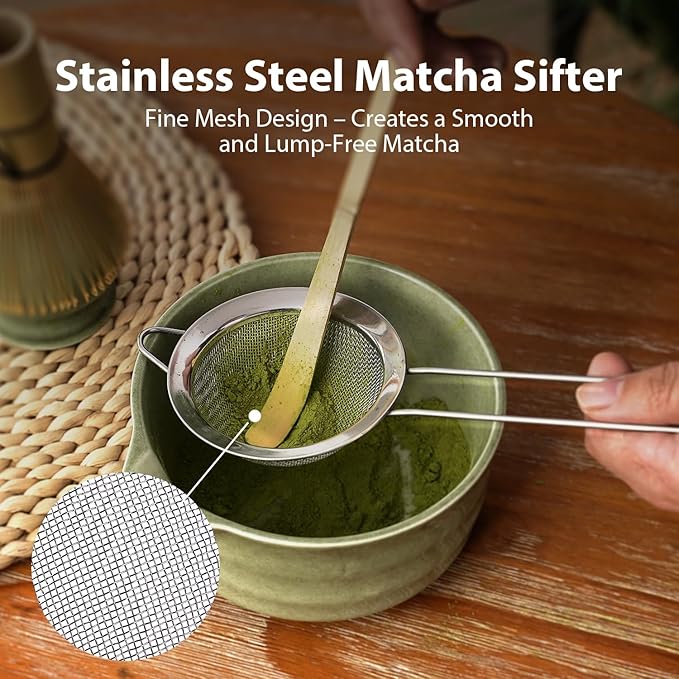 Matcha Whisk Set, Matcha Kit Japanese Tea Set Includes Matcha Bowl with Spout, Matcha Whisk Holder (Chasen), Bamboo Matcha Whisk and Bamboo Scoop, Ceramic Matcha Kit for Tea Lovers