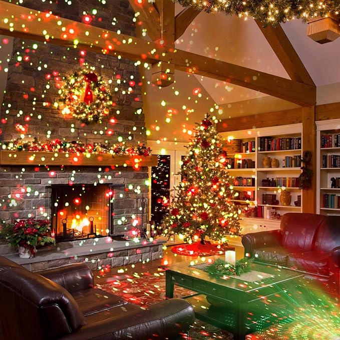 Christmas Laser Light Projector, 2 Pack, Red and Green Star Laser Lights Show with Timer for Outdoor Decorations, Waterproof Landscape Lighting for Christmas and Holidays