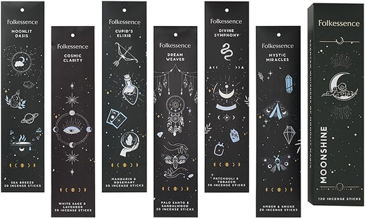 Folkulture Set of 6 Incense Sticks | 120 Organic Insence Sticks - Non Toxic Palo Santo & Sandalwood, Lavender, Patchouli, Rosemary Insence-Stick | 45 Min Burn Time, Blue Lotus Inscents-Sticks Gifts