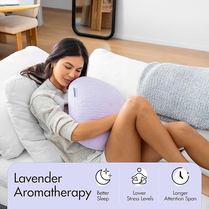 Quiet Mind Lavender Scented Weighted Body Pillow for Kids & Adults, Medium (9lb) – Lavendar Infused Aroma with Recycled Glass Beads & Chemical-Free Fabric – Sensory Sleep Cuddle Pillow