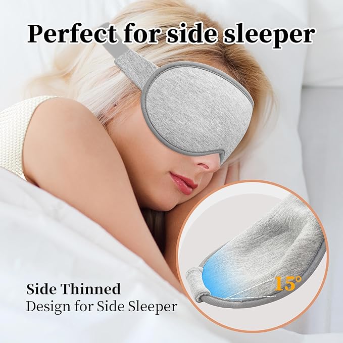 3D Sleep Mask for Men&Women, 2 Pack Contour Eye Masks for Sleep, Side Sleeping Mask for Men&Women, Blackout Eye Mask for Sleeping Eye Mask, Airplane Travel Essentials for Men, Meditation Black & Gray
