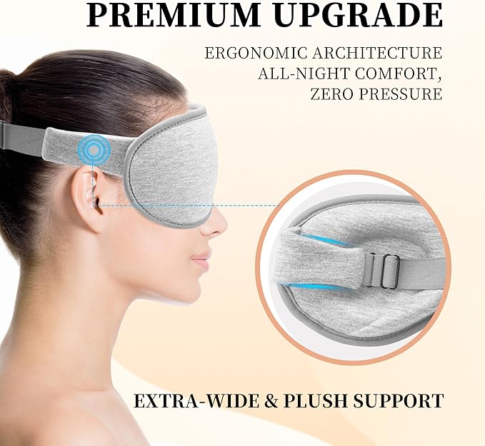 3D Sleep Mask for Men&Women, 2 Pack Contour Eye Masks for Sleep, Side Sleeping Mask for Men&Women, Blackout Eye Mask for Sleeping Eye Mask, Airplane Travel Essentials for Men, Meditation Black & Gray