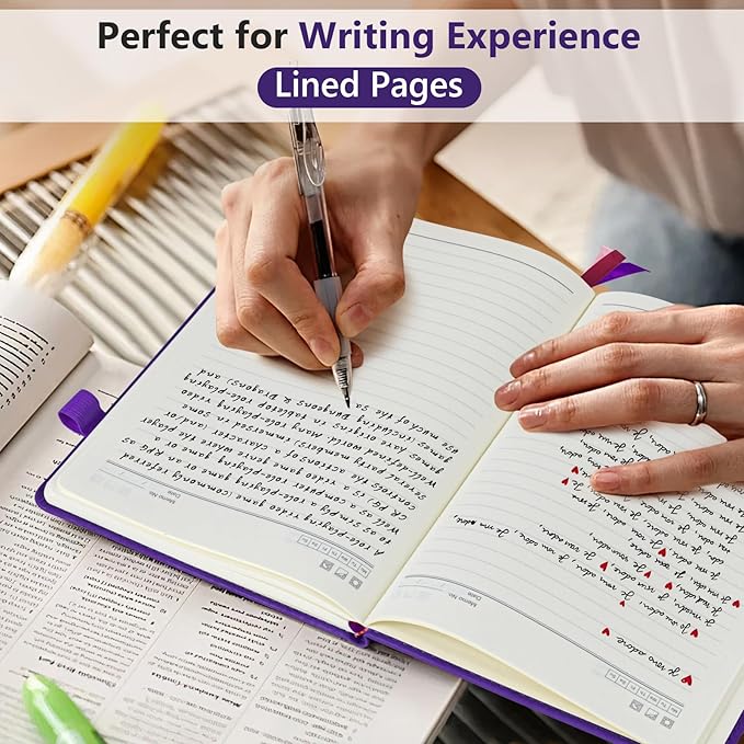 Lined Journal Notebook for Men & Women, 160 Pages College Ruled Journal for Writing, A5 Hardcover Leather Notebooks for Work, School, Business, Travel, Daily Diary 5.9" x 8.5" - Purple