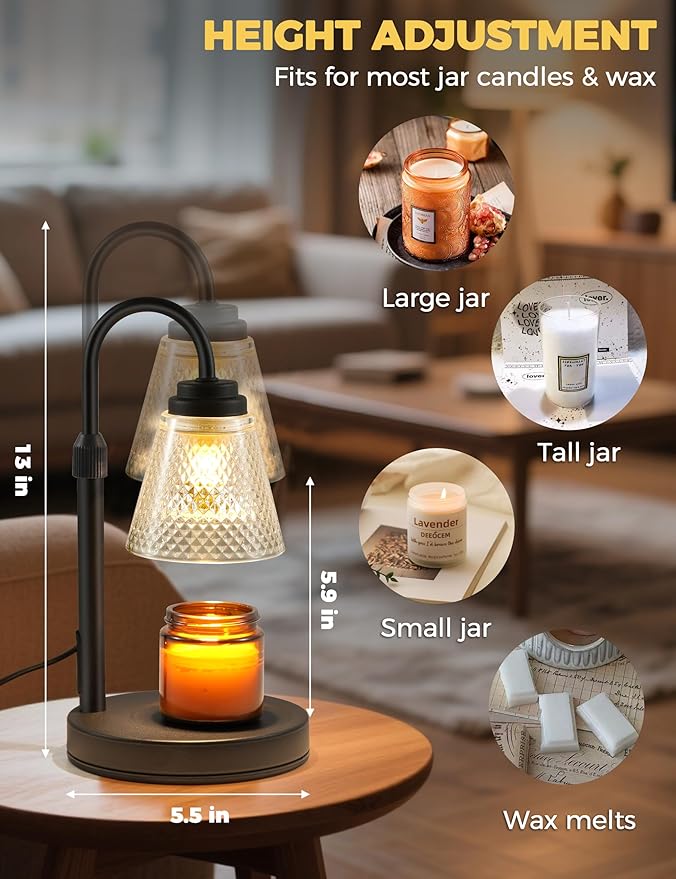 Candle Warmer Lamp with Timer Dimmer, Birthday Gifts for Mom Women Friend Sister, House Warming Gifts, Wax Melt Warmer, Office Apartment Dorm Room Home Decor