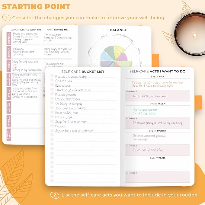 Clever Fox Self-Care Journal Pocket – Daily Reflection Notebook – Mental Health & Personal Development Planner, Meditation & Mood Log (Amber Yellow)