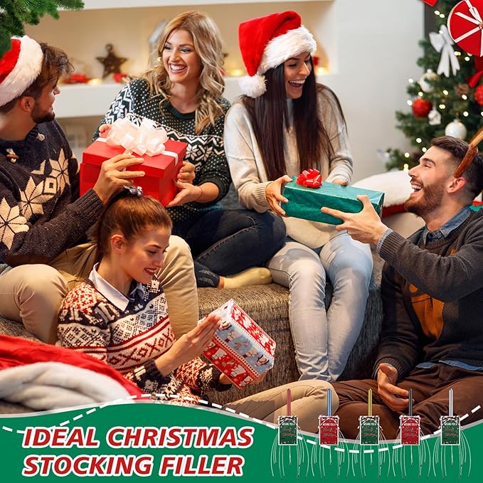 Soaoo 30 Pcs Christmas Head Massager Scalp Massager Bulk with Inspirational Christmas Cards Handheld Steel Wire Head Scratcher for Body Office Home Spa Stress Relief Relaxation Women Men Gift(Classic)