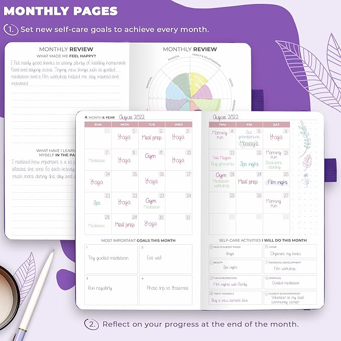 Clever Fox Self-Care Journal Pocket – Daily Reflection Notebook – Mental Health & Personal Development Planner, Meditation & Mood Log (Purple)