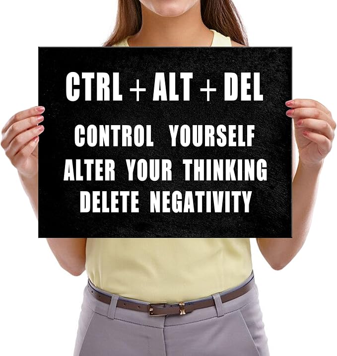 Pyradecor Motivational CTRL+ALT+DEL Classroom Positive Quotes Inspirational Poster Canvas Prints Wall Art for Office Living Room Home Decorations