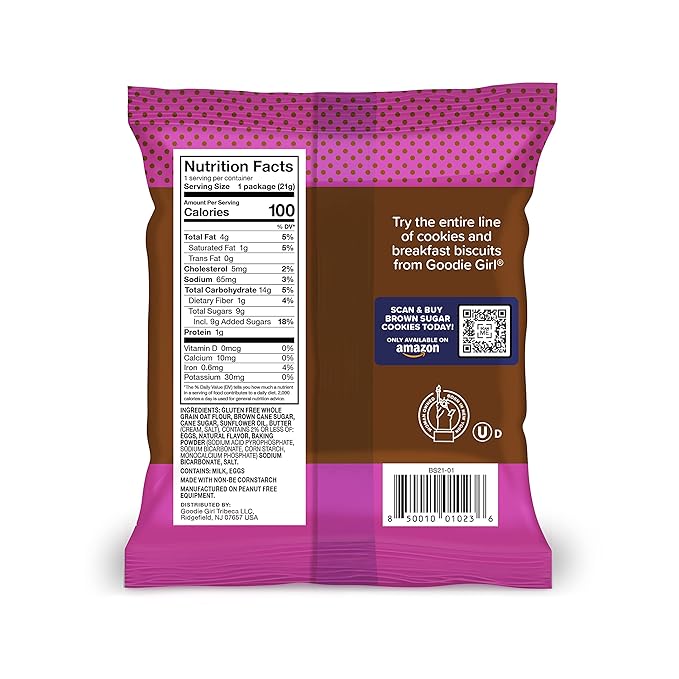 Goodie Girl, Mini Brown Sugar Cookie Snack Packs | Gluten Free, Peanut Free | 100 Calories (24 Pack)