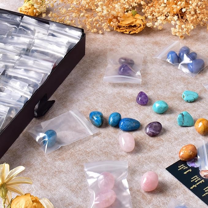 Polished Healing Crystal Stones Set – 36 Different Natural Gemstone Types, 2.5 lbs of 0.6" Tumbled Decorative Rocks Collection for Chakra, Meditation, Reiki, Energy Work, Crafts, Gifts