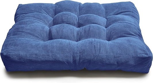 LANITI 24” Inch Extra Large Floor Cushions Tufted Floor Pillow for Adults Square Meditation Ultimate Comfort Oversized Pillows for Floor Cushion (Aqua)