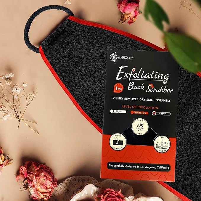 Evridwear Exfoliating Body Scrubber with Handles Back Washer Back Scrubber for Shower Bath Dry Skin Whole Body Deep Clean Men Women(Heavy)