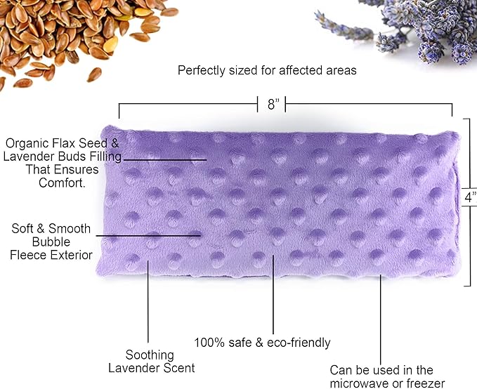 Lookix Lavender Eye Pillow- a Natural Soothing Hot & Cold Aromatherapy Eye Mask for Yoga, Meditation, Relaxation (Lavender)