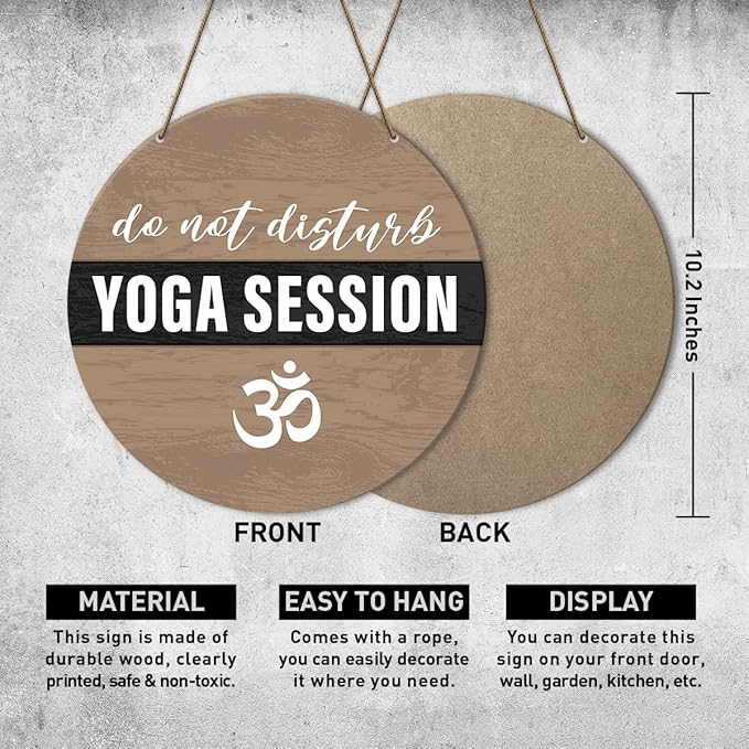 Meditation Room Decor Sign, Yoga Studio Wall Decoration Home Gym Spiritual Room Zen Den Hanging Decor Sign, Yoga Session Do Not Disturb Sign, Gifts for Yoga Instructor Lover